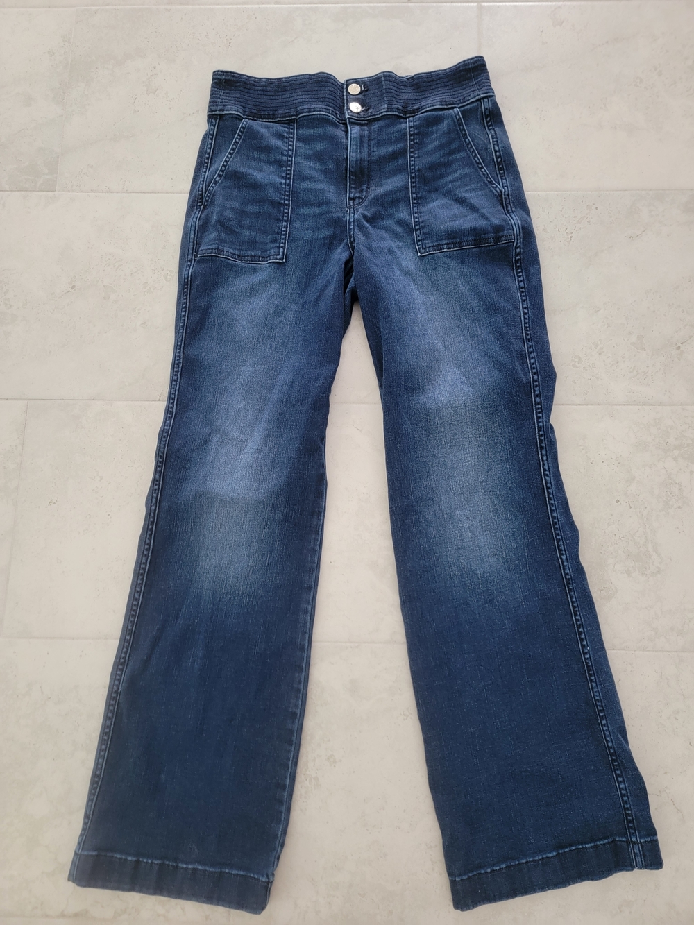 White House Black Market Wide Leg Jeans Size 10 High Rise Stretch Denim